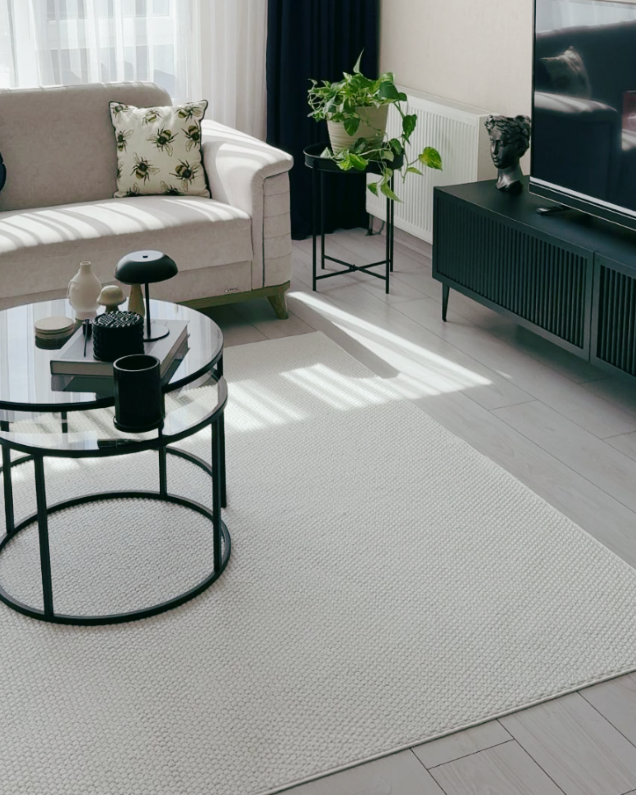 Softopia Halı Velora 6867-4 Bukle Örgülü Beyaz Halı