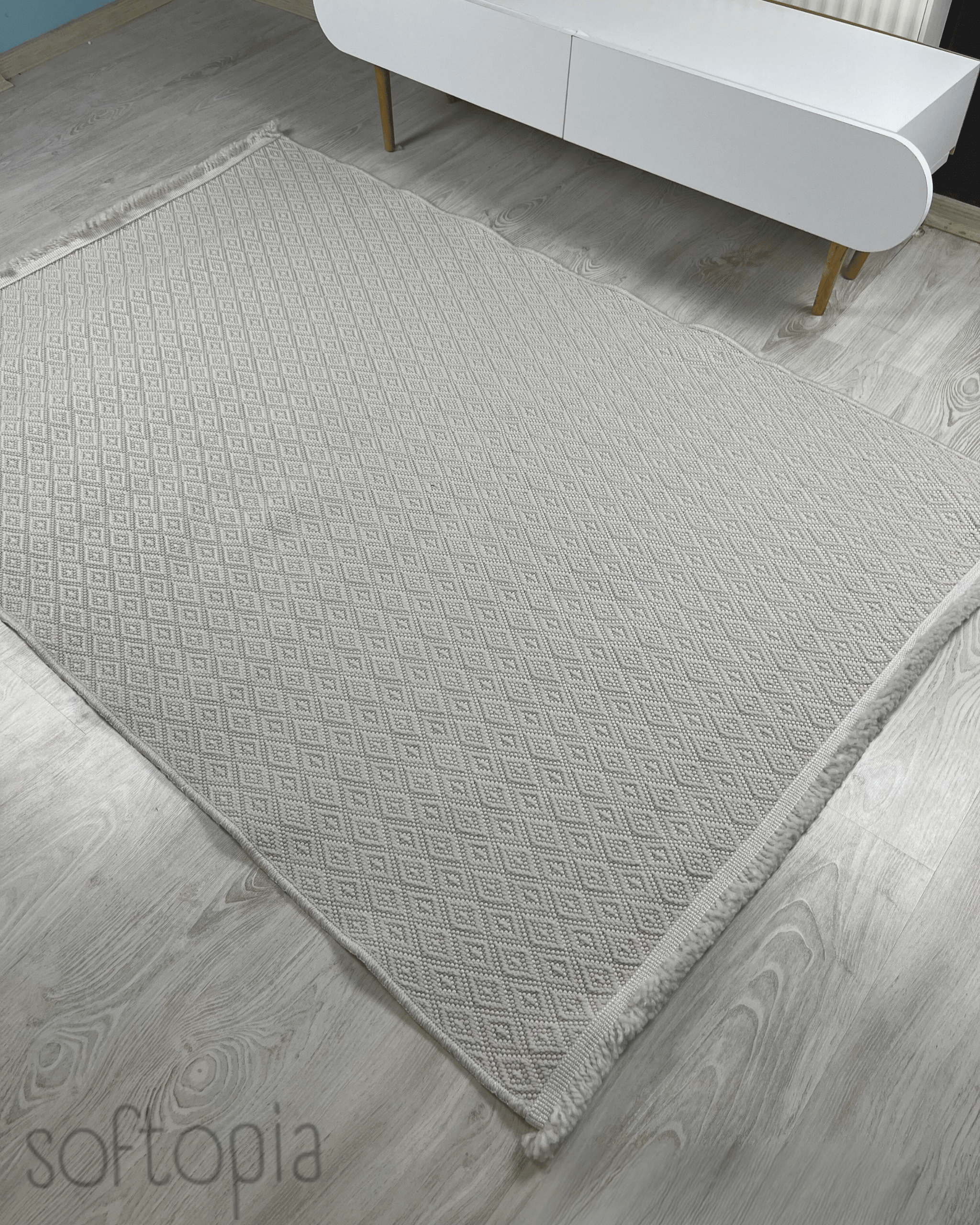 Softopia Halı Natural B03 Beyaz Makinede Yıkanabilir Yumuşak Sisal Halı